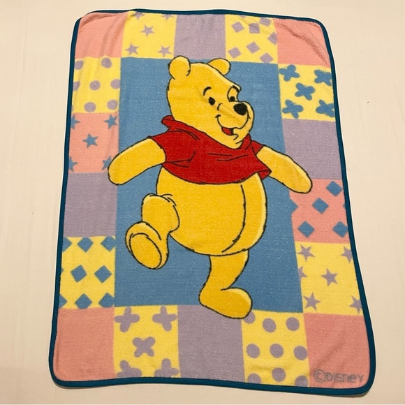 Disney Other - Vintage Winnie The Pooh Blanket Patchwork Fleece 46” x 34”